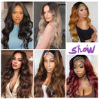 Long Body Wave Black Wig Synthetic Wigs for Black Women Middle Part Brown Red Pink Purple Cosplay Hair Wigs For Black Women Cosplay Wigs For Women