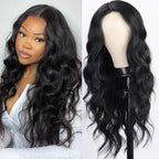 Long Body Wave Black Wig Synthetic Wigs for Black Women Middle Part Brown Red Pink Purple Cosplay Hair Wigs For Black Women Cosplay Wigs For Women