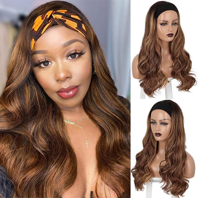 Long Body Wave Black Wig Synthetic Wigs for Black Women Middle Part Brown Red Pink Purple Cosplay Hair Wigs For Black Women Cosplay Wigs For Women