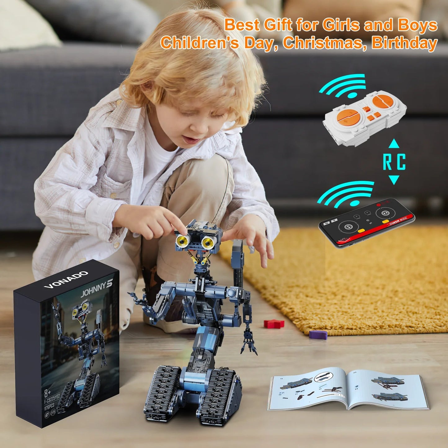 New with Motor Short Circuit Johnny 5 Robot Building Block Set 1176 PCS