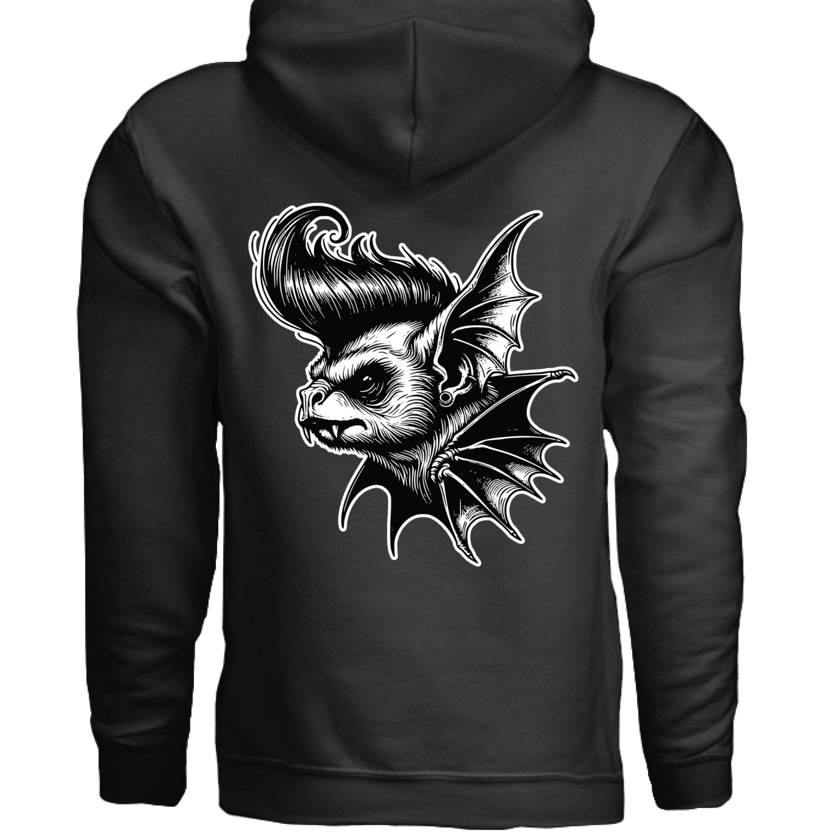 Grave Digs Rockabilly Punk Bat Unisex Hoodie - BLACK / XS