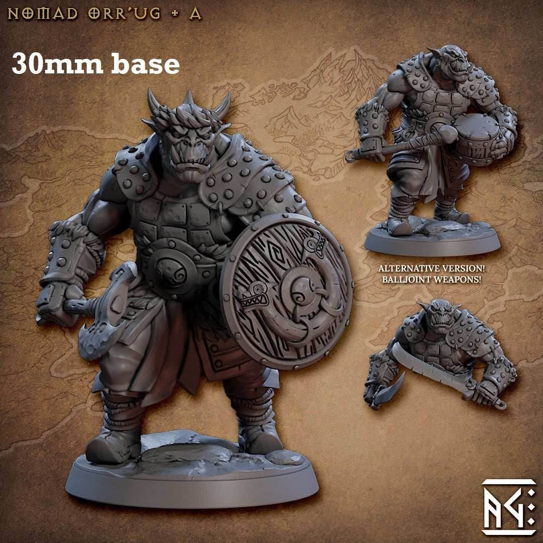 Nomad Orr'ug: Sculpt A (Male Orc Barbarian) - With Hat / Shield / Axe