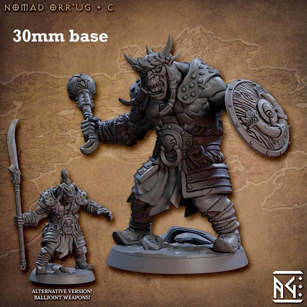 Nomad Orr'ug: Sculpt C (Male Orc Barbarian) - With Hat / Shield / Mace