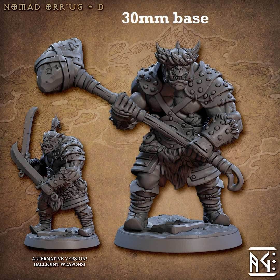 Nomad Orr'ug: Sculpt D (Male Orc Barbarian) - With Hat / Two-Handed Maul