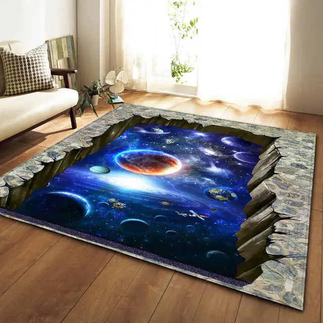 Nordic Carpets Soft Flannel 3D Printed Area Rugs Parlor Galaxy Space Mat Rugs Anti-slip Large Rug Carpet for Living Room Decor