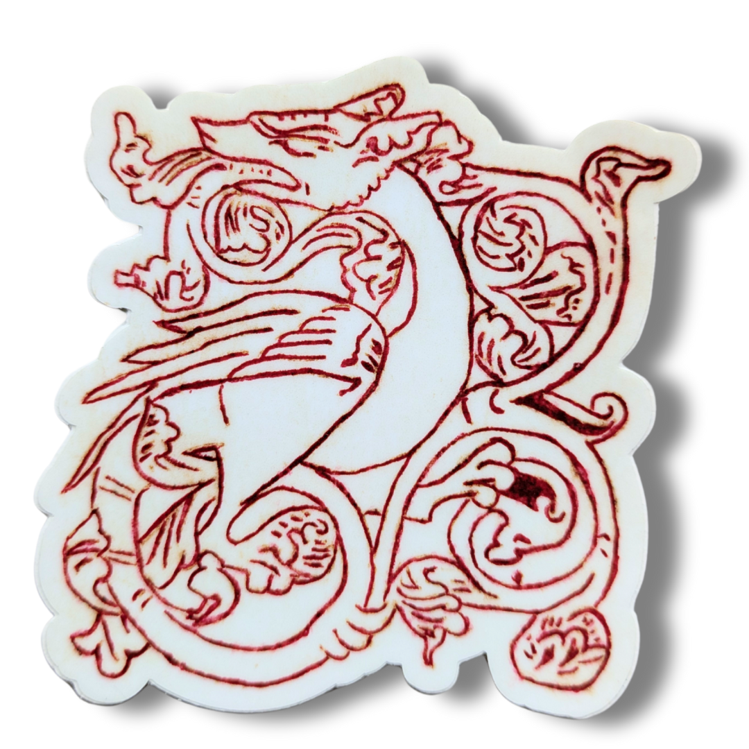 Ancient Nordic Dragon Ornamental Sticker - Vintage Scandinavian Art Decal
