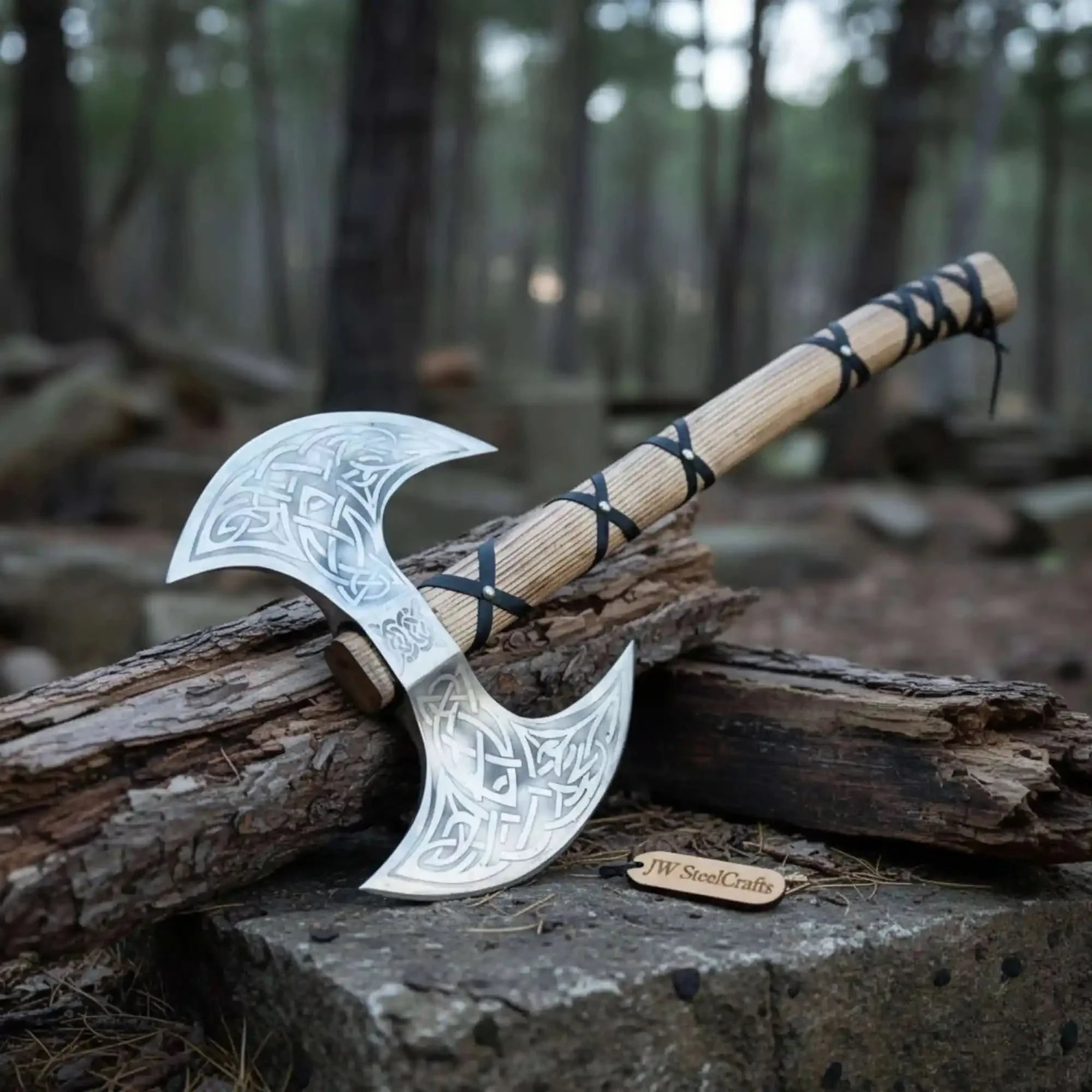 Handcrafted Double-Headed Viking Style Axe – Decorative Collector’s Piece | Two Variations | JW SteelCrafts