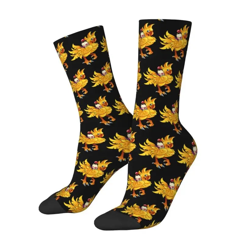 Novelty Men's Science Game Final Fantasy Dress Socks Unisex Warm Comfortable 3D Print Kids Chocobo Moogle Crew Socks