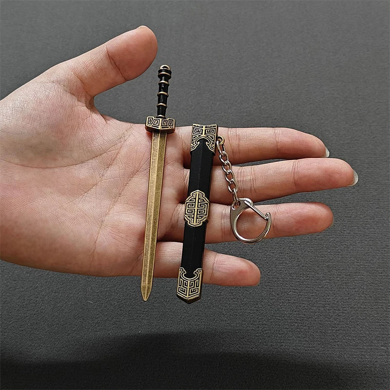 Novelty Mini Sword Shape Pendant Keychain Creative Weapon Model Toy Key Ring Fashion Backpack Decoration Accessories Gifts