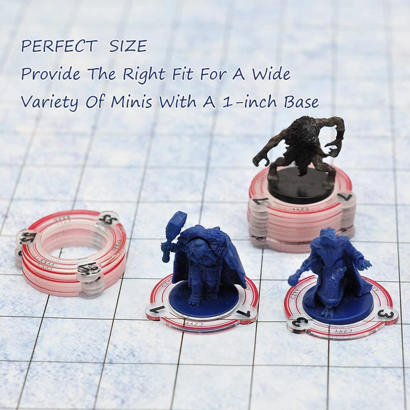 Numbered Markers Acrylic Creature & Monster Condition Rings Number from 1 to 30 Great DM Tool for Dungeons & Dragons, Pathfinder