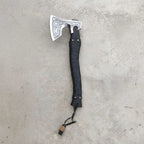 Handmade Viking Axe – High Carbon Steel Blade, Carved Wooden Handle, Leather Sheath – Custom Engraving Available