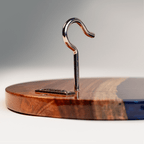 One of a Kind Blue Pearl Epoxy Resin Live-Edge Wood Hook and Ring Toss Game