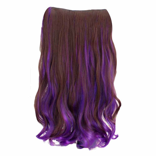 One-piece Two Tone Clip-on Hairpieces 5 Clips 20" - Brown/Purple