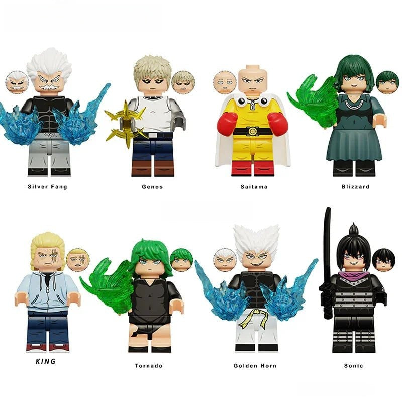 One Punch Man Anime Set of 8 Lego Minifigures Custom Toys