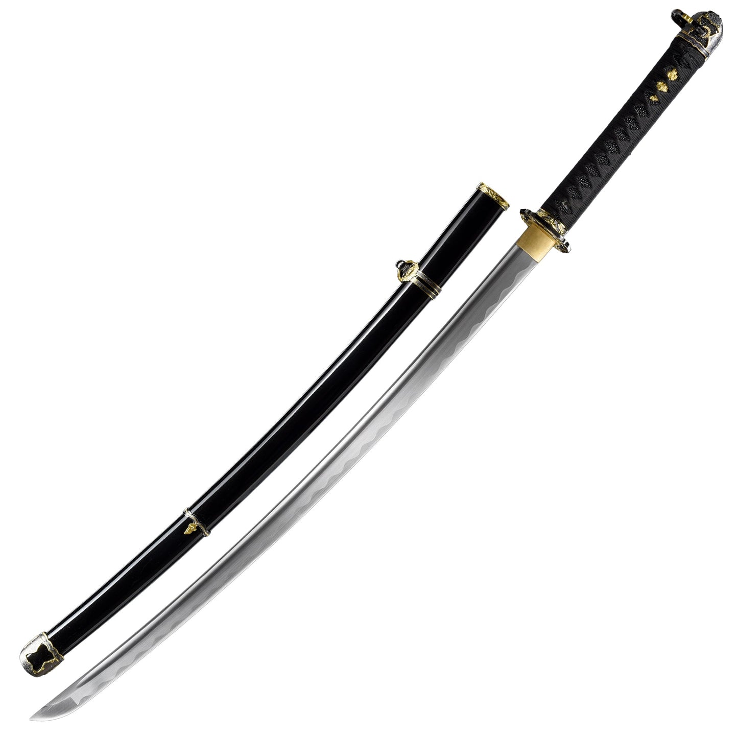 Onyx Elegance Handmade Katana A Symphony of Black and Gold Mastery