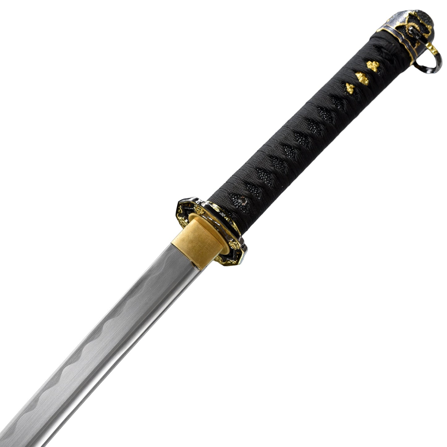 Onyx Elegance Handmade Katana A Symphony of Black and Gold Mastery