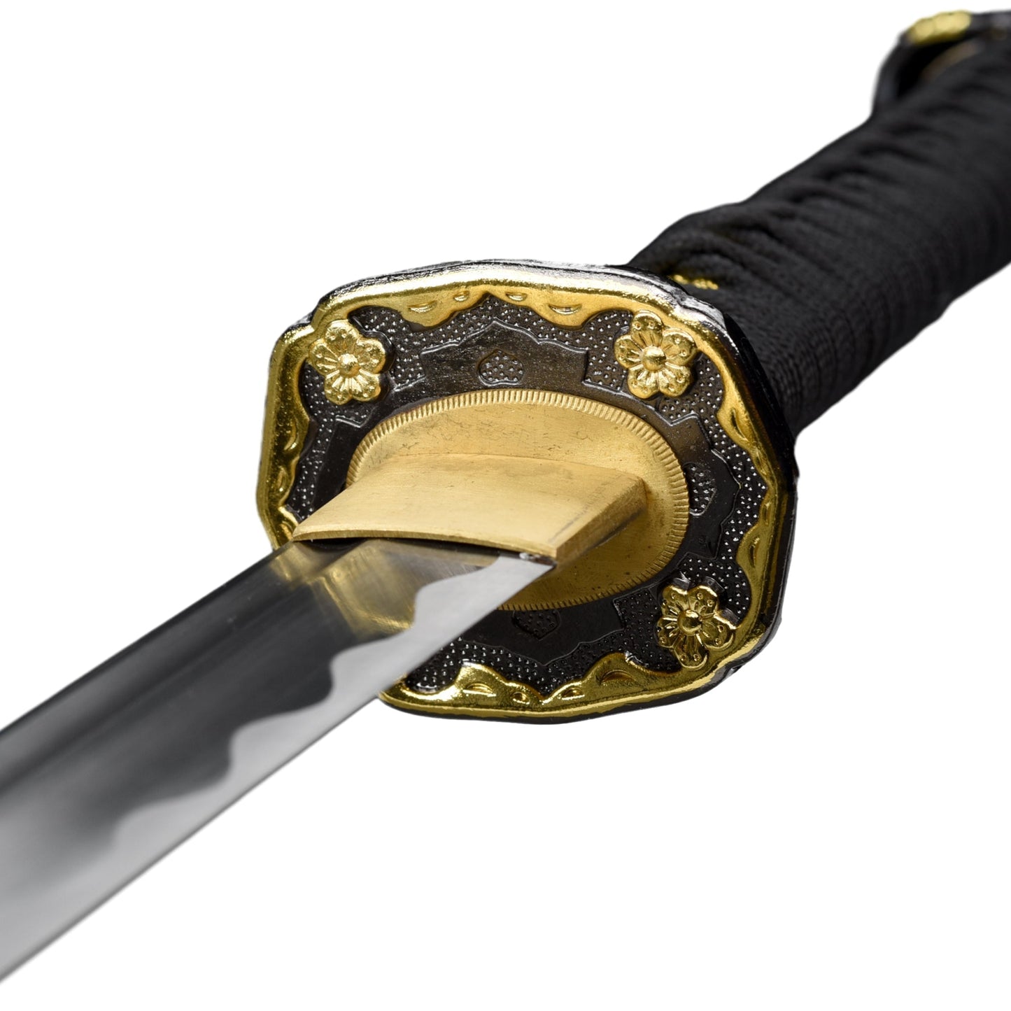 Onyx Elegance Handmade Katana A Symphony of Black and Gold Mastery