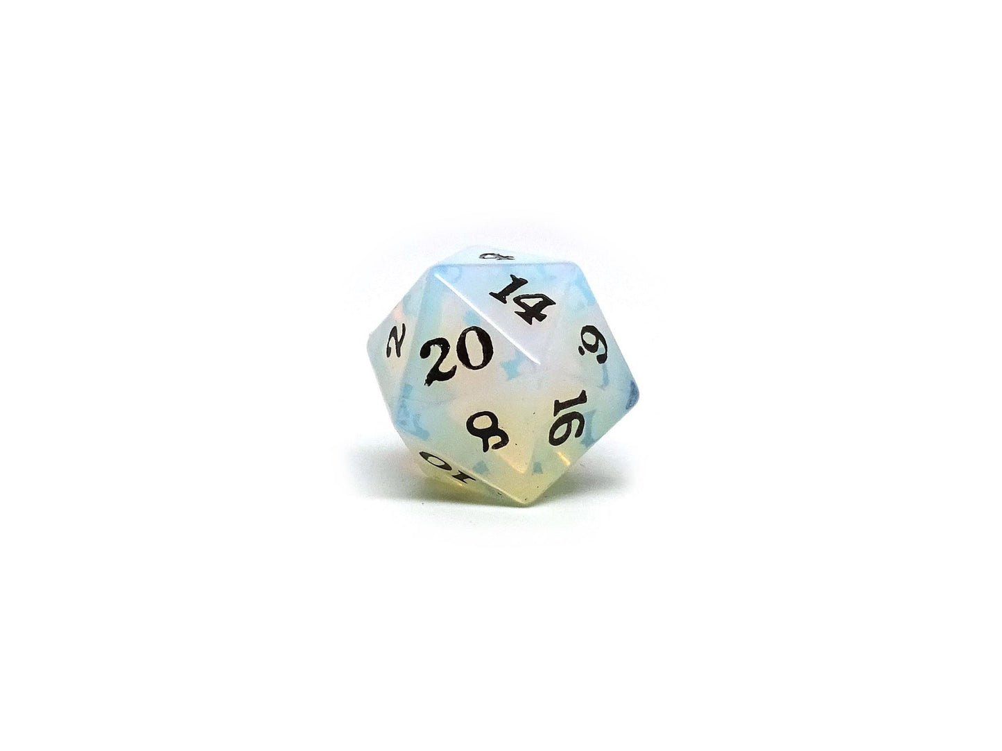 Opalite D20 Stone Dice- Signature Font