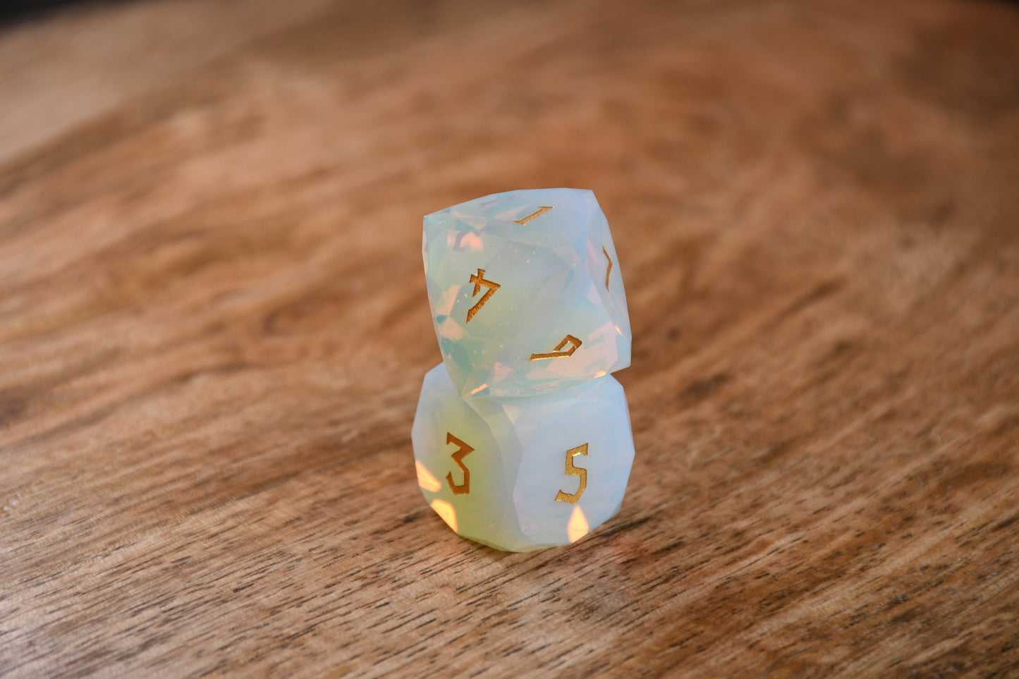 Opalite Multifaceted Stone Dice Set