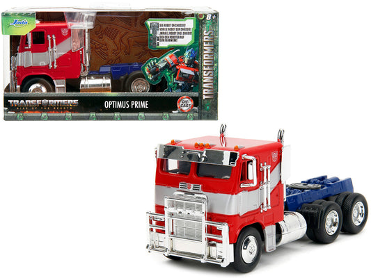 Optimus Prime Tractor Truck Red and Blue with Silver Stripes "Transformers: Rise of the Beasts" (2023) Movie "Hollywood Rides" Series 1/32 Diecast Model Car by Jada