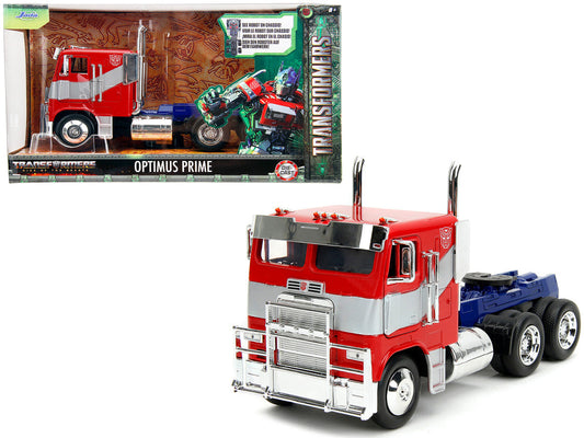 Optimus Prime Tractor Truck Red and Blue with Silver Stripes "Transformers: Rise of the Beasts" (2023) Movie "Hollywood Rides" Series Diecast Model Car by Jada