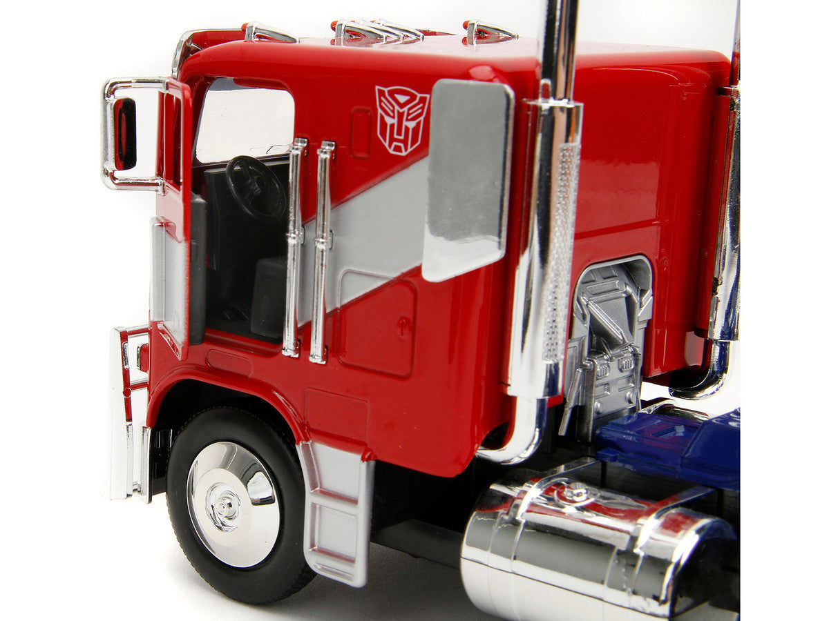 Optimus Prime Tractor Truck Red and Blue with Silver Stripes "Transformers: Rise of the Beasts" (2023) Movie "Hollywood Rides" Series Diecast Model Car by Jada