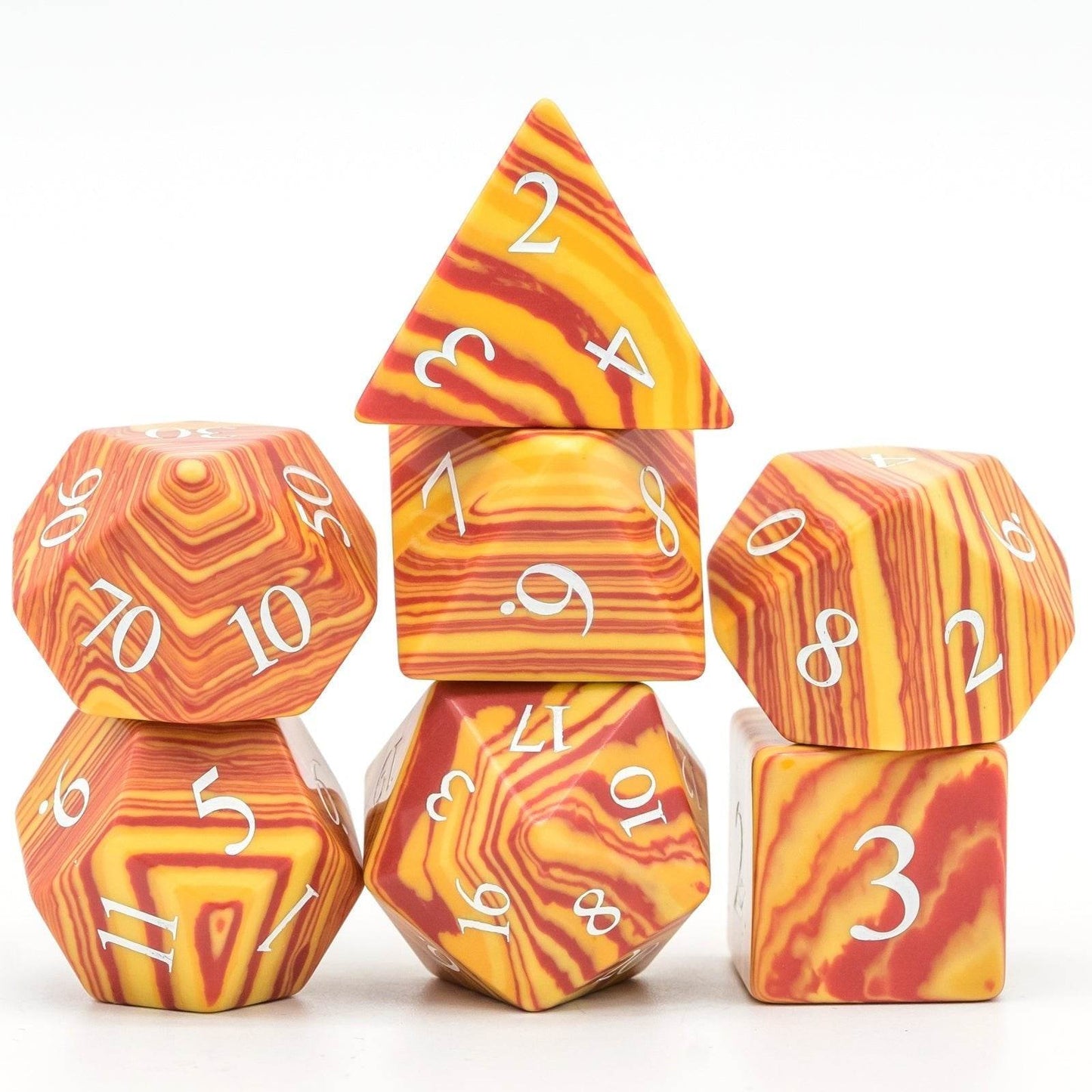 Orange Malachite Gemstone Dice Set - 