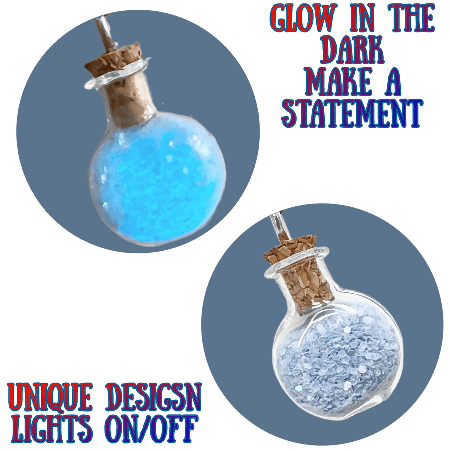 Magical pixie dust glow in the dark necklace - square