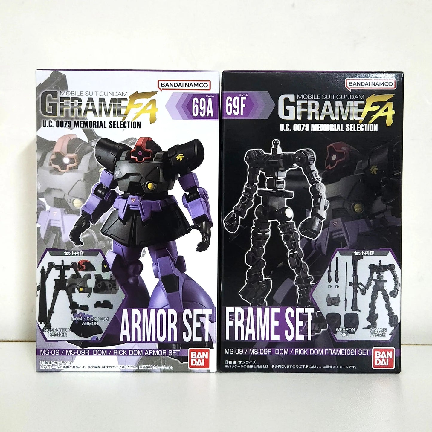 Original Bandai GFrame FA UC0079 Rx-78-2 Red ZAKU Dom GUNDAM Massproduction GM GUNDAM Boxed Egg Toy Anime Figure Model Gifts