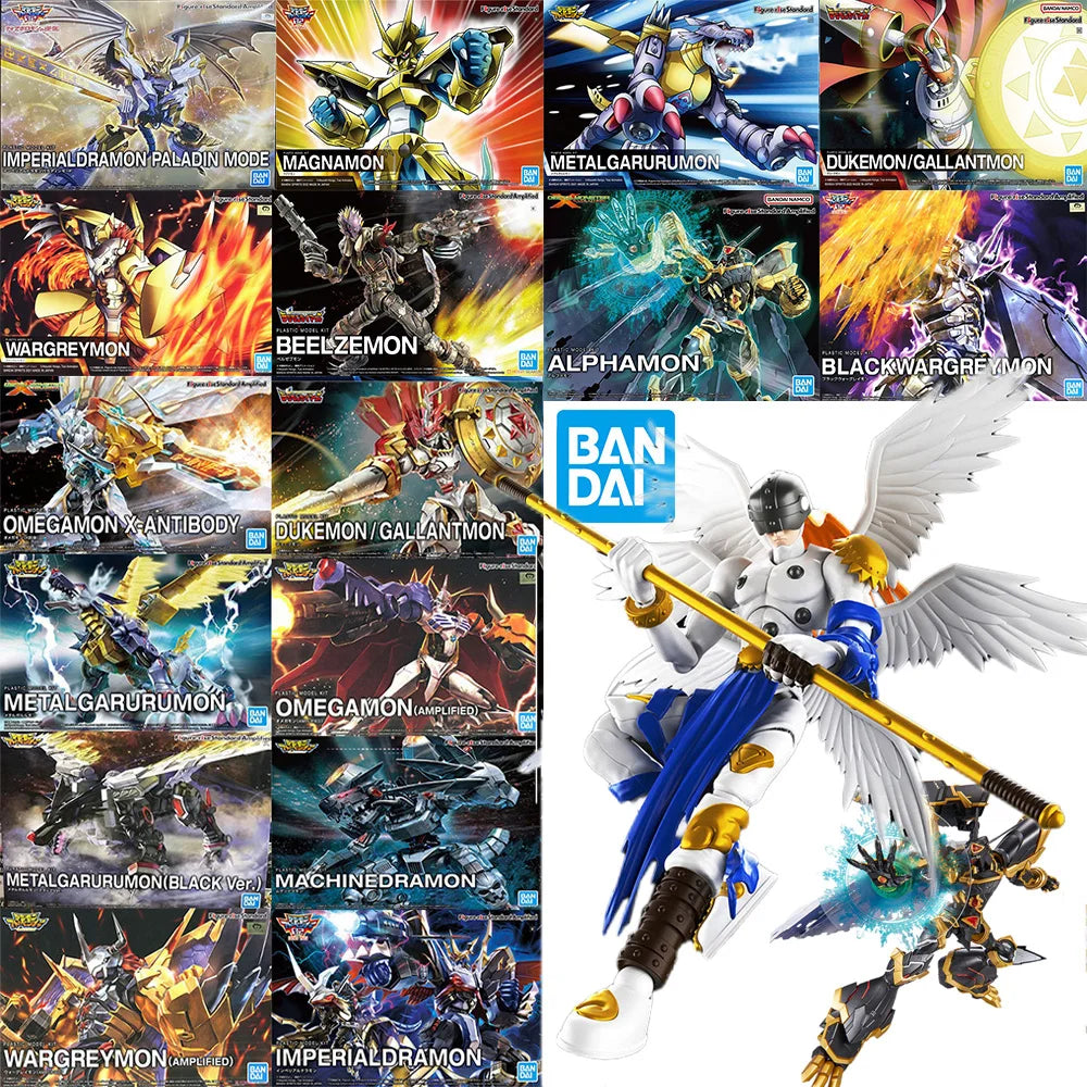 Original In Stock BANDAI Figure-rise Standard Anime Digimon Omegamon Garurumon Angemon Alphamon War Greymon Figure Action Model