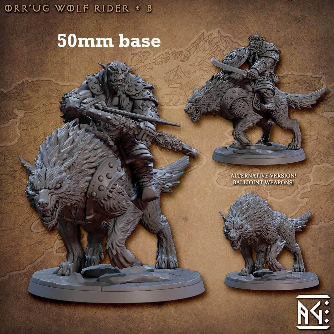 Orr'ug Wolf Rider: Sculpt B (Direwolf Orc Cavalry Unit or Wild) - No Hat / Bow + Arrow