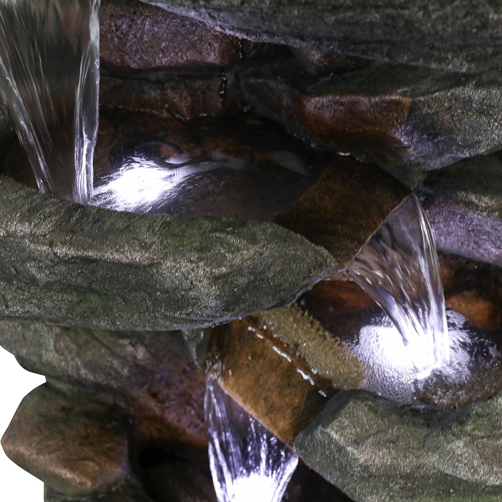 Outdoor Fountain 40.5inches High Rocks Outdoor Water Fountain with LED Lights