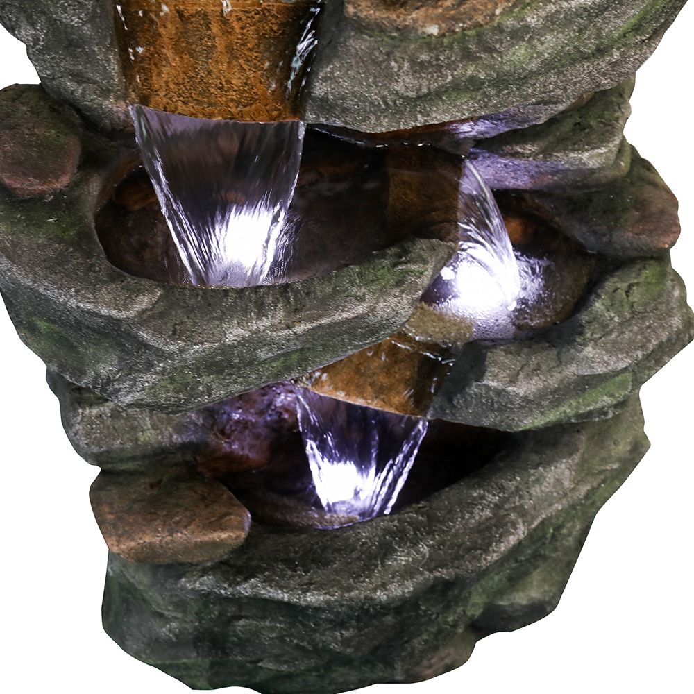 Outdoor Fountain 40.5inches High Rocks Outdoor Water Fountain with LED Lights