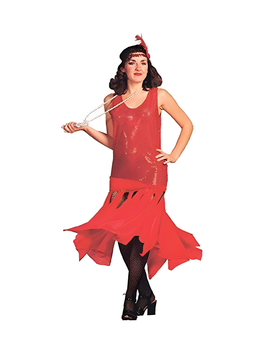 Adult Red 20s Scarf Flapper Costume
