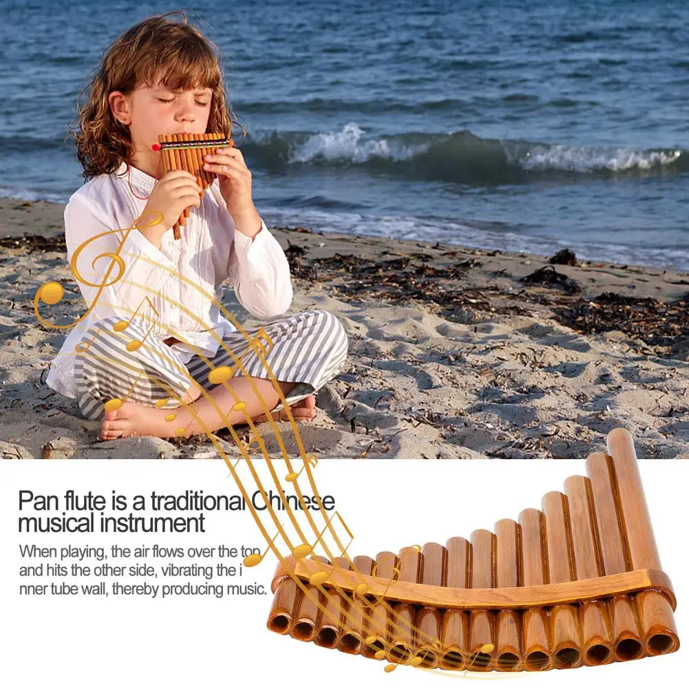 Pan Flute For Beginner 15 Pipes Environmental Wooden G Tone Pan Pipe Instrument Chinese Traditional Musical Instrument Cleani