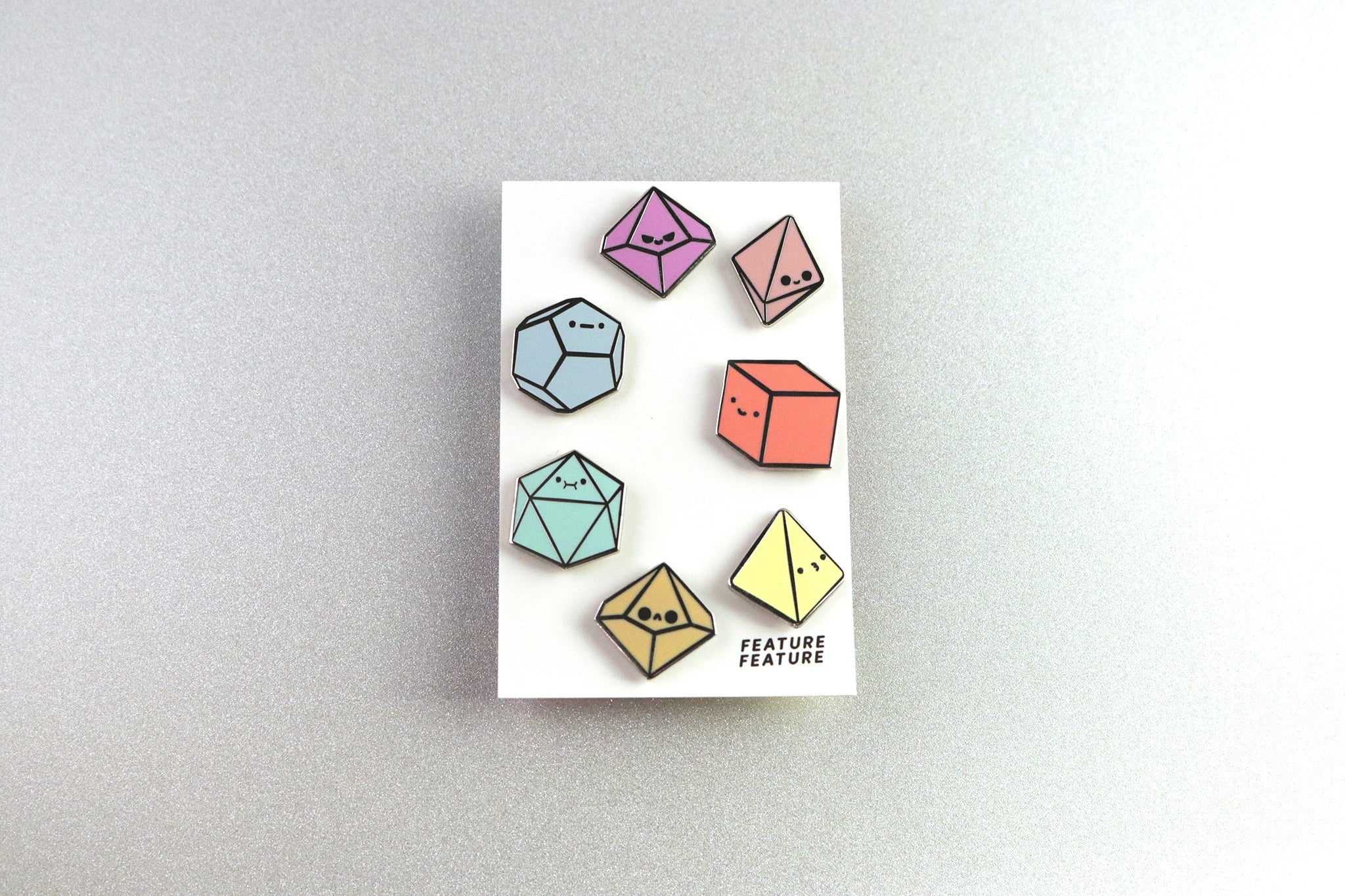 Rainbow Tiny Dice Buddies Hard Enamel Pin Set