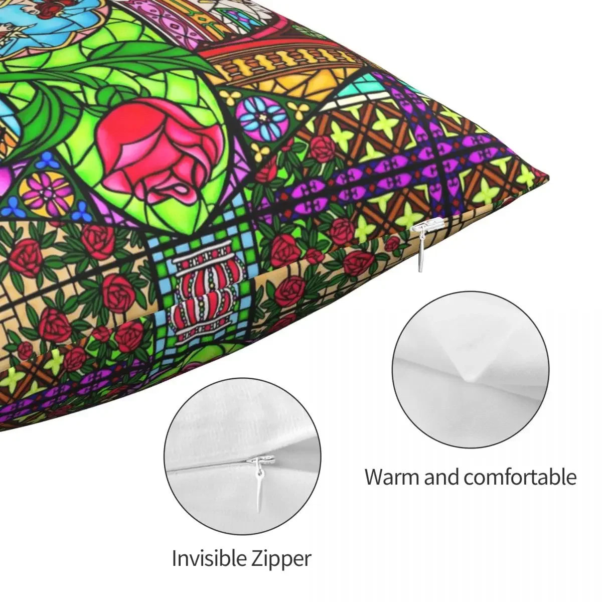 Patterns Of The Stained Glass Window Square Pillowcase Polyester Zip Decor Throw Pillow Case Car Cushion Cover