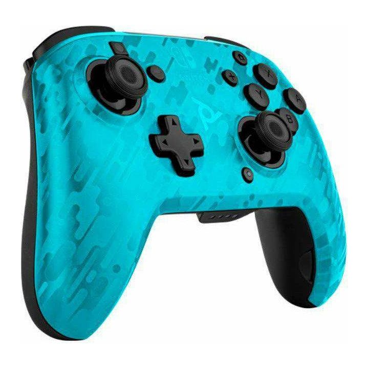 PDP Gaming Faceoff Wireless Deluxe Controller: Neon Blue Camo - Nintendo Switch