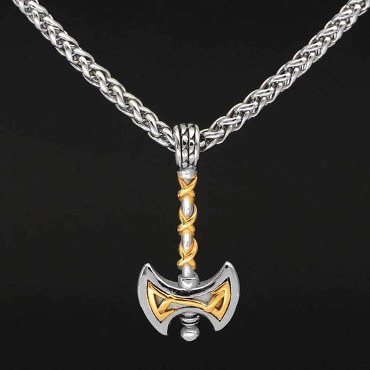Vikings Axe Celtic Knot Stainless Steel Necklace - 