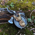 Vikings Odin and Axe Stainless Steel Necklace - 
