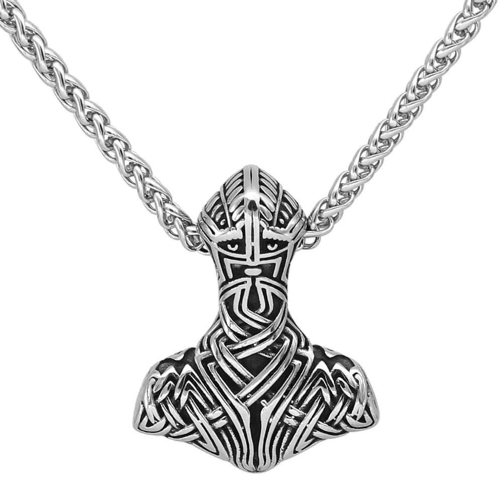 Vikings Thor Hammer Warrior Stainless Steel Necklace - 