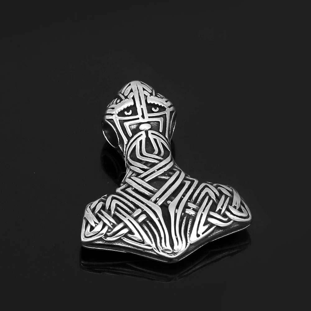 Vikings Thor Hammer Warrior Stainless Steel Necklace - 