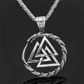 Vikings Dragon Valknut Stainless Steel Necklace - Thin Chain