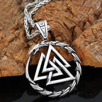 Vikings Dragon Valknut Stainless Steel Necklace - Thick Chain