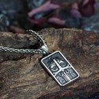 Vikings Odin's Face Stainless Steel Amulet Necklace - 