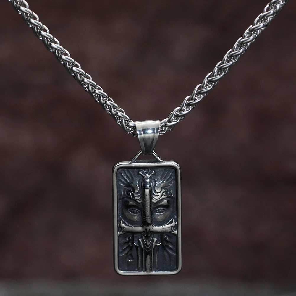 Vikings Odin's Face Stainless Steel Amulet Necklace - 