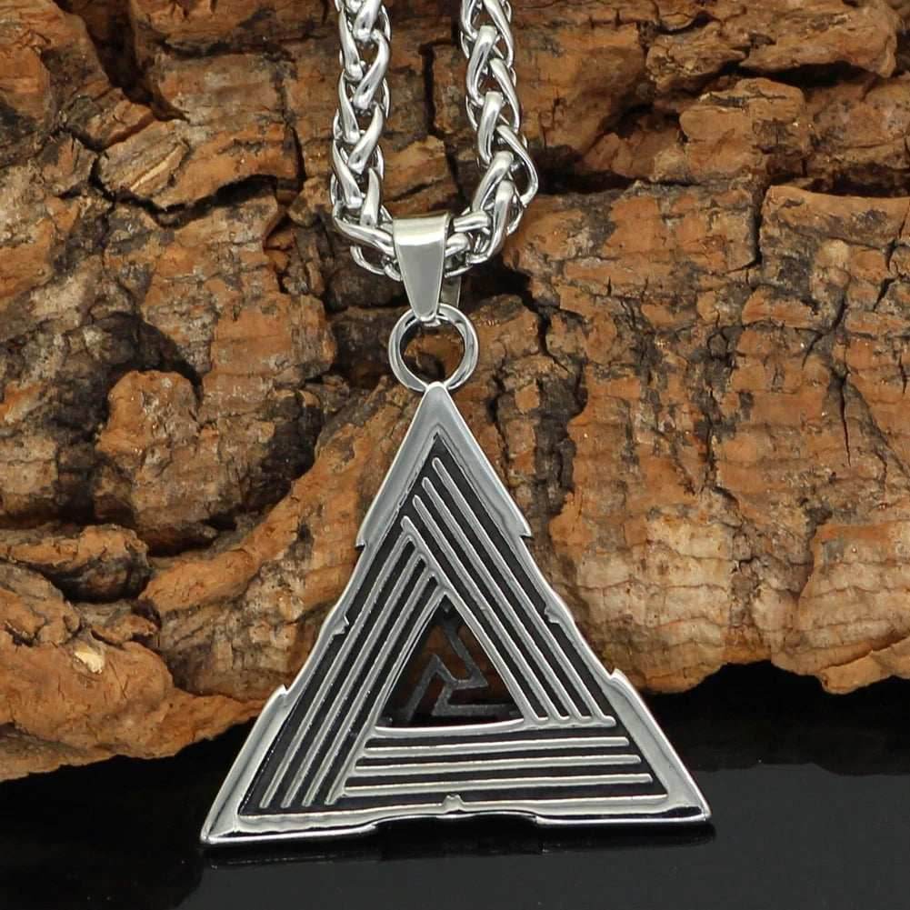 Vikings Valknut and Raven Stainless Steel Necklace - 
