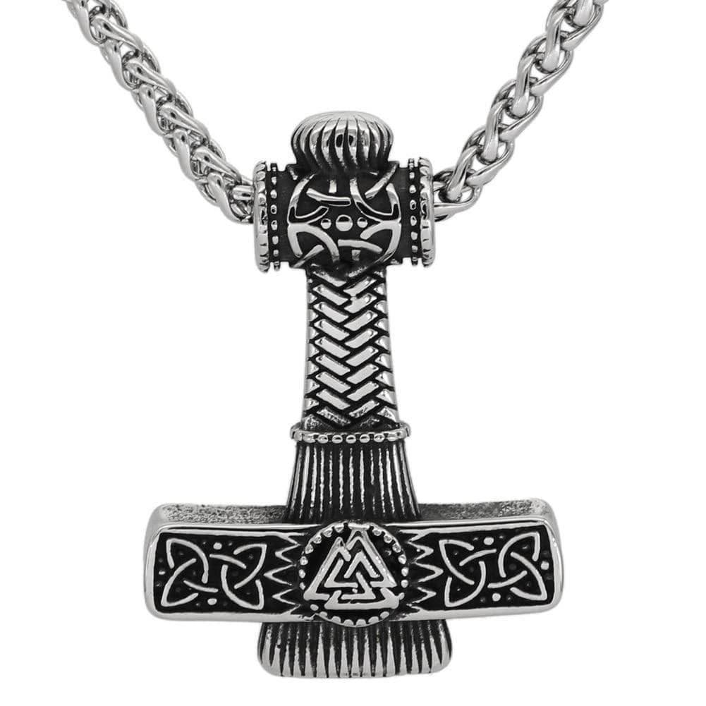 Viking Mjolnir Valknut Stainless Steel Necklace - Pendant + Chain