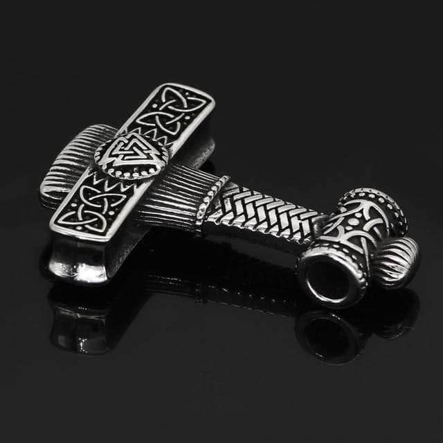 Viking Mjolnir Valknut Stainless Steel Necklace - Pendant Only
