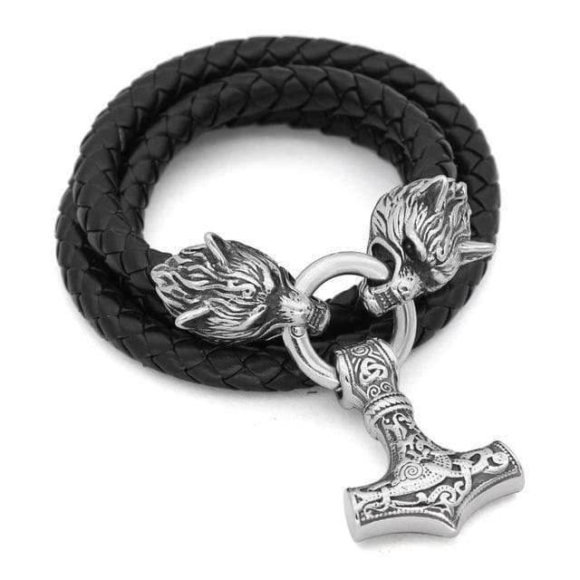 Vikings Wolf Mjolnir Stainless Steel Bracelet - 50 CM / 20 INCHES